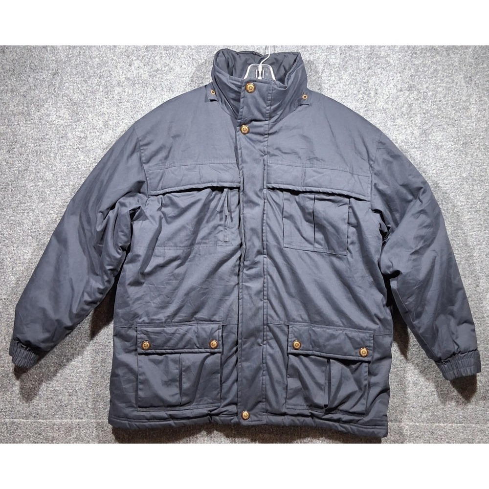 Stag Hill by Haband Mens Navy Blue Southwestern Lined Field Jacket Parka Large